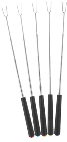 POPETPOP Lot de 5 Brochettes à Viande Robustes en Acier Inoxydable Longueur Extensible pour Grillades Camping Pique- Barbecue
