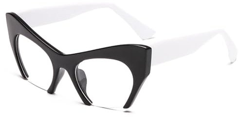 Mode Retro Halbrahmen Cat Eye Damen Brillengestell Kann Mit Gläsern Ausgestattet Werden Herren Brillengestell,Schwarz Weiß
