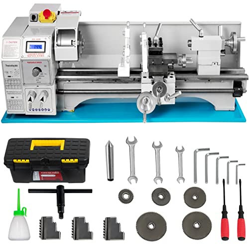 Metalldrehmaschine, 1100 W Spindel, 38 mm Spannfutter, bürstenloser Motor, stufenlose Geschwindigkeit 220 x 600, mit LED-Bildschirm und Werkzeugen für Anfänger zum Selbermachen