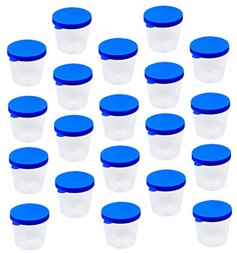 Garneck Contenedor Para Muestras De Orina y Fecales De 40 Ml, Plástico Resistente a Alta Temperatura, Color Azul, Paquete De 100 Unidades, Uso Laboratorio y Análisis Clínicos