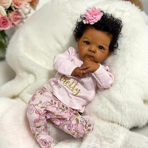 Anano Realistische Reborn Baby Puppen Schwarze Mädchen Bettie 18 Zoll Silikon Vinyl Ganzkörper Mädchen Afroamerikaner Süße Wiedergeborene Puppe Mit Den Händen In Den Haaren