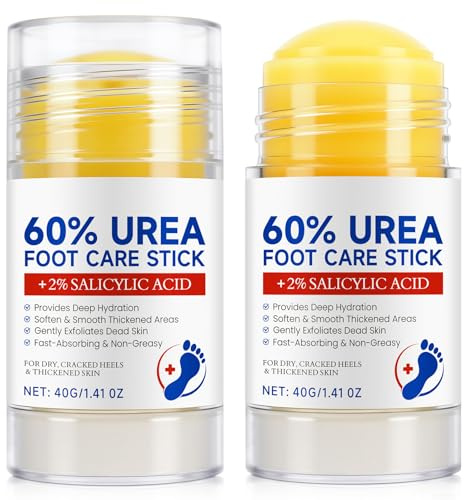 Foot Cream with Urea 60 Percent 2PCS, Cracked Heel Repair Cream, Feet Care Stick for Deep Moisturizing, Callus Remover and Soften, Foot Moisturiser for Dry, Rough & Cracked Skin, Foot and Hand