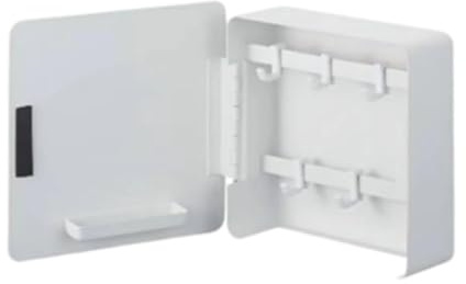 harayaa Caja de llaves con cerradura, armario de almacenamiento para llaveros, caja multiusos para guardar llaves, organizador de llaveros para, Blanco