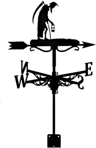 MWAYOYTE Veleta de Metal, Veleta con Figura de Anciano y lámpara, Veleta Decorativa, Kit de Indicadores de dirección del Viento para jardín Exterior, Soporte de Metal para Veleta.