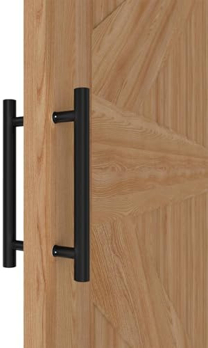 LVYIHAN 30 cm SchiebetüR Griff, Matt Schwarz, Rund, Beidseitig | Robuster Edelstahl 304, 20cm Lochabstand, FüR 2-5 cm Starke Scheunen-, Eingangs-, Schiebe- und AußEntüRen