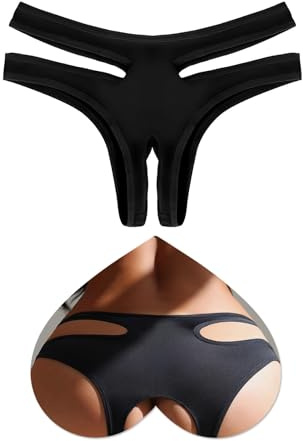 ohyeahlady String Fendue Ouvert à l'entrejambe Femme Grande Taille S,Noir