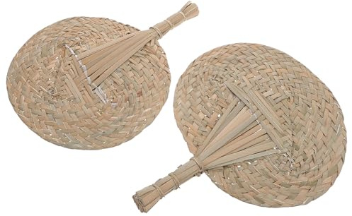 SUPVOX 2Pcs Handwoven Natural Straw Fans: Large Handheld Cooling Fans, Summer Outdoor Shade for Women Home Decoration