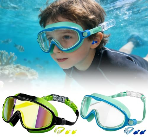 Mineup Gafas de Natación para Niños, Pack de 2 Gafas de Natación Niño con Anti-Vaho y UV, Gafas Natación para Niños de 3 a 8 Años, Gafas Natacion Niños, Antivaho de Visión Clara para Niños, Niñas