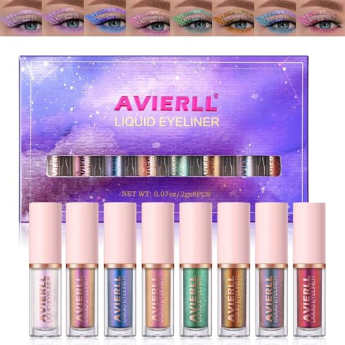 Domality 8-teiliges Flüssiges Chamäleon Metallic Lidschatten- & Eyeliner-Set, Multichrome Glitzer Schimmer Augen-Make-up, Langanhaltender Schnell-Trocknender Lidschatten für Mehrdimensionale Looks