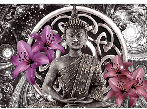 Runa Art Papel tapiz fotográfico lirio de Buda Moderna Lana Sala Cuarto Salón - Made in Germany - gris violeta 9108010a