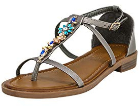 Fitters Footwear That Fits dam sandal Mona PU center med strasstenar extra storlek (EU,), - GRÅ - 43 EU