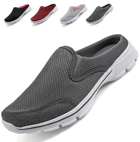 Acfoda Slip On Hausschuhe Herren Sommer Sabot Schuhe Mesh Atmungsaktive Pantoffeln Männer Geschlossen Pantoletten Leicht Clogs Männer Weiche rutschfest Indoor Outdoor Slipper Grau 40