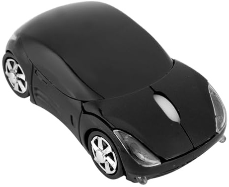 Dpofirs 2.4G Auto geformte drahtlose Maus, 1600DPI optische Maus, 2.4GHz drahtlose Übertragung, 3 Tasten mit Scrollrad, für PC Laptop Tablet Gaming Office(schwarz)