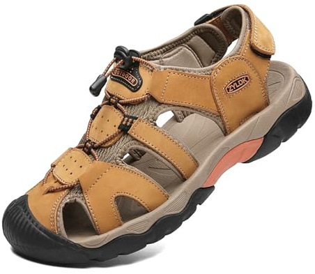 ZYLDK Herrsandaler läder strand vandringssandaler utomhusskor sommar vandringsskor män sport utomhus andas sandaler vandringssandaler strand vandringsskor, GUL, 48 EU