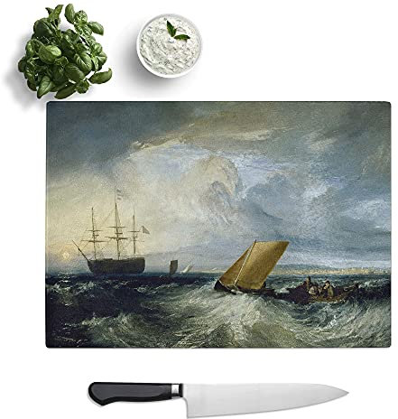 Heerness As Seen from The Nore by Joseph Mallord William Turner - Textured Chopping Board - Worktop Saver - Cutting Board - Heat Resistant, Shatterproof and Hygenic - 28.5 x 20 cm