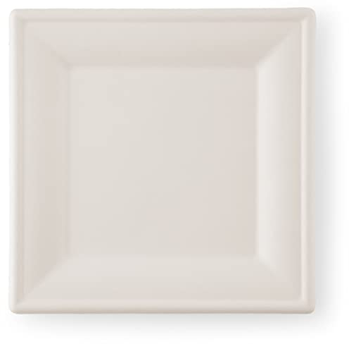 PAPPERI® 50 piatti quadrati cm 20, biodegradabili e compostabili, in fibra di canna da zucchero naturale, estremamente rigidi e resistenti, adatti per feste, catering e ricevimenti