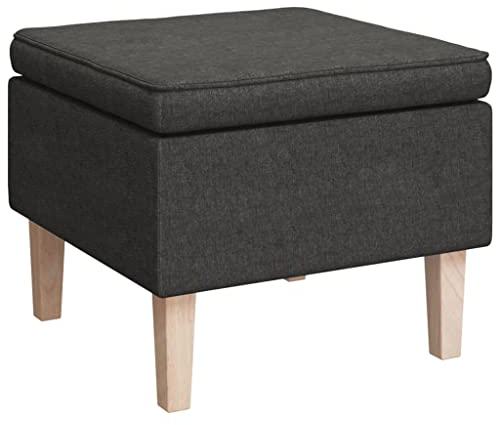 vidaXL Hocker, Fußhocker mit Holzbeinen, Polsterhocker Fußbank für Wohnzimmer Schlafzimmer Flur, Fußschemel Fußstütze Sitzhocker, Dunkelgrau Stoff