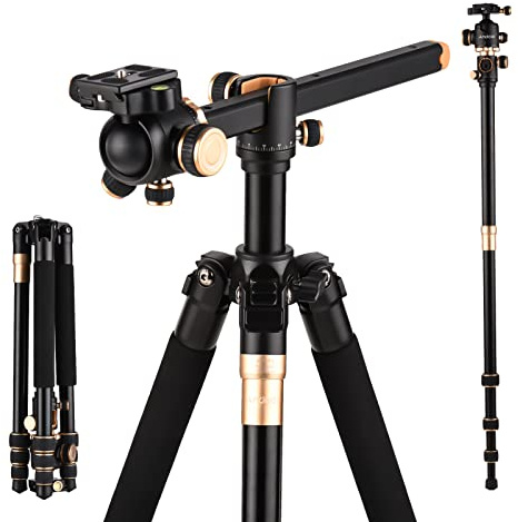 Andoer 184cm Portable Photography Tripod Horizontal Camera Tripod Stand Monopod Aluminum Alloy 8kg Load Capacity with 360° Rotatable Ballhead Carrying Bag for DSLR Camera Camcorder Smartphone