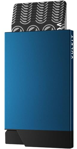 VULKIT Kartenetui Herren Metall Pop Up Kreditkartenetui Damen RFID Blocker Kartenhülle Slim Geldbörse Herren für 5-8 Karten, Marine Blau
