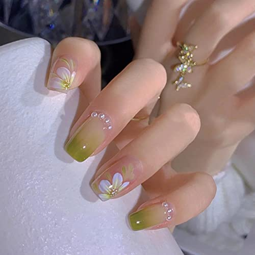 QINC 24pcs Wearable Pink Press On Fake Nails Falsche Nägel Design Schmetterling Lovely Girl Falsche Nägel