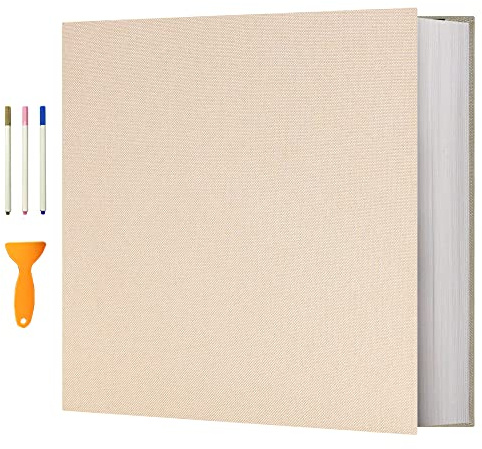 Vienrose Photo Album Self Adhesive 13x12.6 inches for 600 Photos Scrapbook 120 Pages Beige