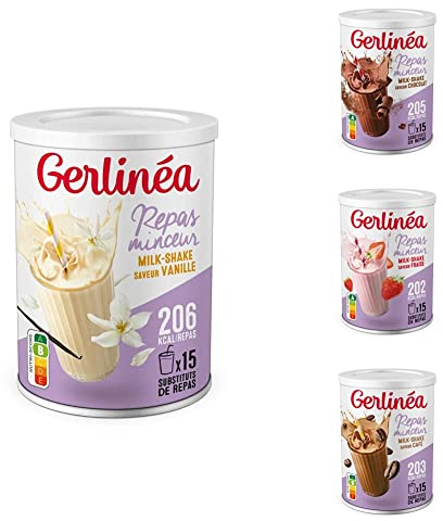 Gerlinéa Assortiment Milkshakes Minceur riche en protéines, 60 repas faible en calories
