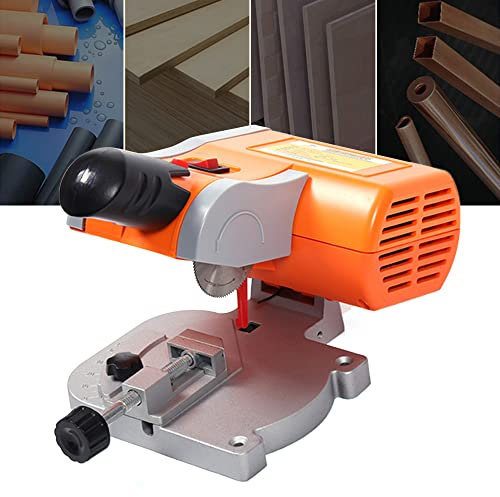 Mini Table Saw 0-45° Adjustable Mini Bench Saw Mini Cut Off Machine Mini Chop Saw Wood Cutter Bench Cut Off Chop SawMini Chop Saw for Metal Cutting Machine 7800r/min (Orange)