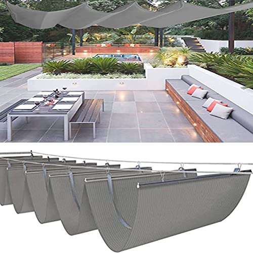 LXHONG Versenkbares Pergola-Wellensegel Für Draußen Pergola Schattenspender Deck Wave Drop Schattenspender Schattensegel Markise Für Außen Garten Holz Pergola Deck ( Farbe : Hellgrau , Größe : 1x9m )