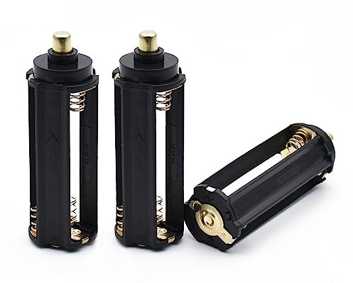 Zittop Lot de 3 supports de protection pour piles cylindriques AAA de 1,5 V pour lampe de poche, noir (cylindrique pointu noir)