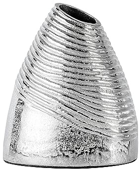Vase Blumenvase für Kunstblumen, Gefäß Pokalvase Dekovase Pflanztopf Aluminium Silber, Deko Modern aus Metall, Wohnzimmer und Küche 21 cm