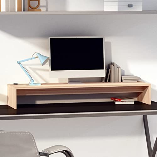 BaraSh Monitorständer 100x27x15 cm Massivholz Kiefer Schreibtisch ZubehöR Bildschirm StäNder Monitor Shelf Computer Monitor Stands
