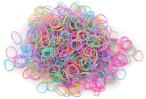 Mytoptrendz® 500 pcs -Small Elastic Hair Band Multi Color Hair Holder Hair Tie Multi Pack for Kids Strong Stretchy Gummy Elastic Braiding Bands for Girl Braids Braiding Bands (Spring Pastel Colors)