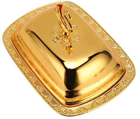 GaRcan Bandeja de Frutas Dorada, decoración de Mesa, Estilo Europeo, Material metálico, frutero con Tapa para Platos de Aperitivos (Color: Dorado) (Dorado)