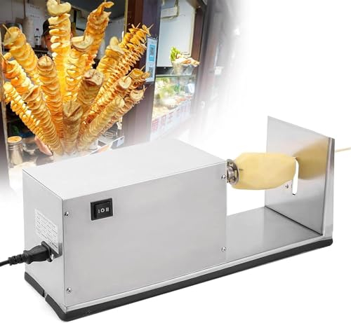 XINRISHENG Electric Potato Slicer Machine, Potato Slicer Electric Tornado Potatoes Spiral Cutter French Fry Machine Stainless Steel with Switch Control