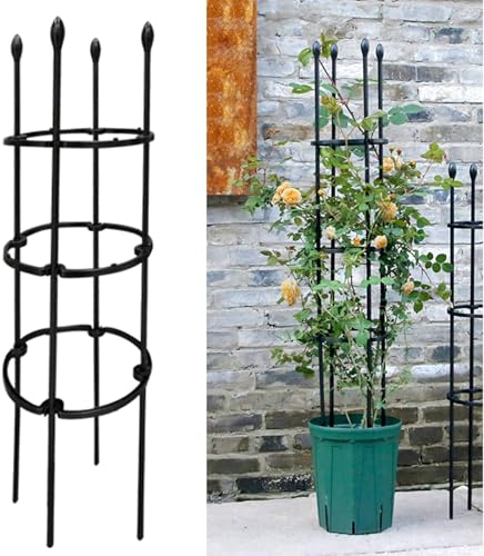 Abnehmbare Pflanzenkäfige, Gartenspalier zum Klettern von Blumen, Gemüse, Weinreben im Innen- und Außenbereich (1 Packung Schwarz, Weiß) (Farbe: Schwarz, Größe: 150 x 35 cm/59,1 x 13,8 Zoll)