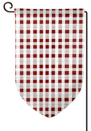 Xlkwnnad Gartenflagge mit rot-weißem Karomuster, für den Außenbereich, Zuhause, dekorative Flagge, 32,5 x 45,7 cm, Terrassenflagge
