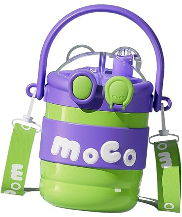 JISADER Isolierte Wasserflasche für Kinder, Trinkbecher mit Schultergurt, Moderne Trinkflasche, isolierter Wasserbecher für Reisen und Wandern, Grün