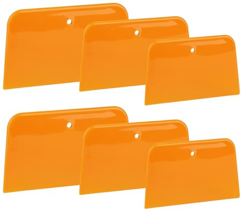 6 Pcs Automotive Body Fillers Body Filler Spreaders 4, 5, 6 Inch Auto Body Spreader Hard Plastic Auto Spreader for Applying Fillers Putties Glazes Caulking Agents and Paint(Orange)