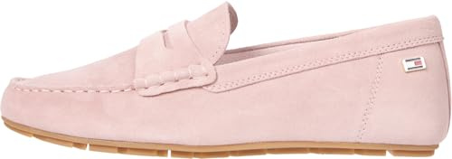 Tommy Hilfiger kvinnors eleganta flagga mjuk mocka loafers, Rosa dimmig rosa, 38 EU