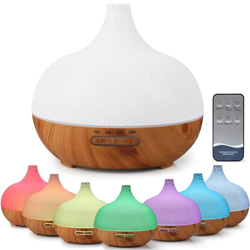 TRIXES 300 ml Diffusor-Luftbefeuchter für ätherische Öle mit Fernbedienung, Aromatherapie-Diffusor für Zuhause, einstellbare Modi | Aromatherapie-Diffusor mit Abschaltung, 4 Timer-Funktionen & 14 Farbmodi