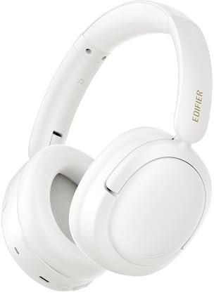 Edifier W800BT SE Over-ear Hörlurar Bluetooth 5.4 - Trådlösa Öronlurar - AI-samtal Brusreducering - 45 timmars Speltid - Snabbladdning - Speläge - Fällbara - Vit