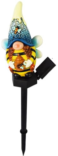 Nain solaire décoratif d'extérieur - Statue de nain de jardin - Lampe de nain de jardin - Lampes solaires pour allée - Accessoires de jardin féérique