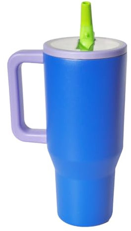 ThreeRs Tumbler with Handle Flip Up Straw 30 oz Leak Proof Vacuum Insulated Stainless Steel Mug, Rubber Base, Traveller, Travel Mugs, Stainless Steel, Silicone Nozzle, Leakproof PCTG Lid (LimeRickey)