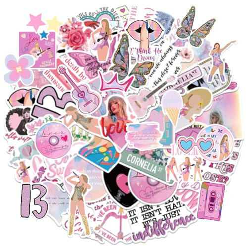 100pcs Stickers for Girls Water Bottle, Music Stickers for Adult, Female Pop Singer Stickers for Teen Girl, Vinyl Waterproof Stickers for Water Bottles Laptop, Pink Bookish Stickers Party Favors