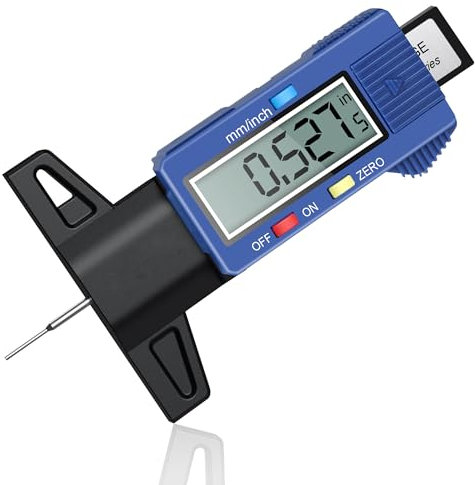 Tyre Tread Depth Gauge, FortCeremy Blue 0-25.4mm/Inch Digital Tire Checker UK, Tyres Measuring Tool with Large LCD Screen for Cars, Trucks, Motos