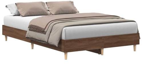 vidaXL Cadre de lit sans Matelas chêne Marron 135x190 cm, Meuble de Chambre à Coucher, sommier, lit Double, lit, châlit, lit de Palette