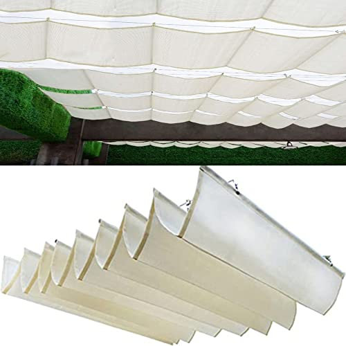 Voile d'ombrage rétractable pour terrasse, pergola, tissu PEHD imperméable, 0,9 x 6 m, idéal pour pergola en bois, treillis et terrasse - Blanc