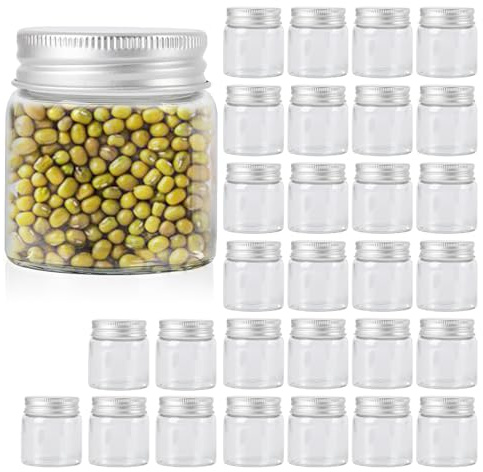 Lot de 30 mini bocaux Mason de 48,2 g avec couvercles, petits bocaux à épices pour miel, confiture, gelée, bocaux hermétiques pour cuisine, mariage, fête