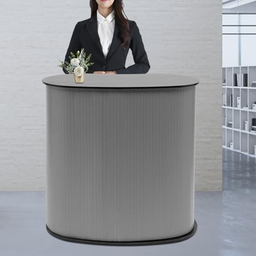Prsentationsstnder Faltbar Empfangstheke Silber Rezeption Counter Reception Desk Messetheke Round Messetresen Promotionstand Verkaufstresen FüR Besondere Veranstaltungen Werbeschriften Schwarz