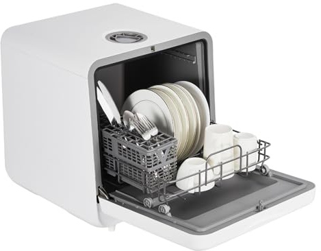 Towallmark Portable Dishwasher Dishwasher Countertop with Faucet & Manual Water Tank(5L) Modes Water Inlet, Compact with More Space Inside,6 Programs Ideal for RV & Apartments, No Hookup Needed